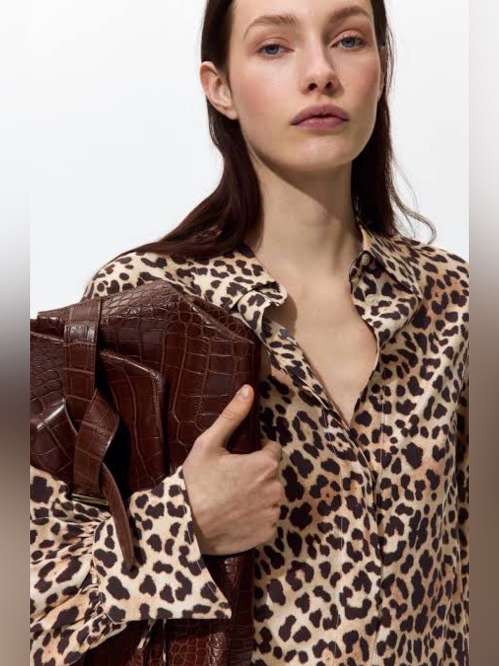 H&M  Classic women’s Leopard Print Long Sleeve Blouse in Beige and Black size 2